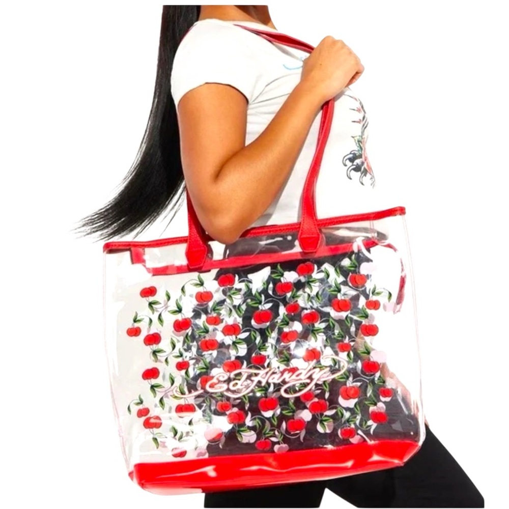 Ed Hardy Cherry Design Clear Tote